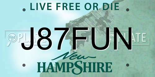 J87FUN New Hampshire License Plate