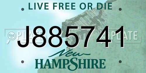J885741 New Hampshire License Plate