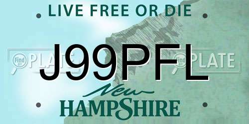 J99PFL New Hampshire License Plate