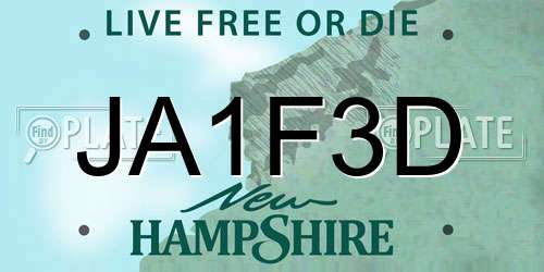 JA1F3D New Hampshire License Plate