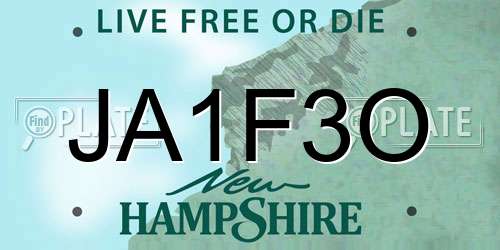 JA1F3O New Hampshire License Plate