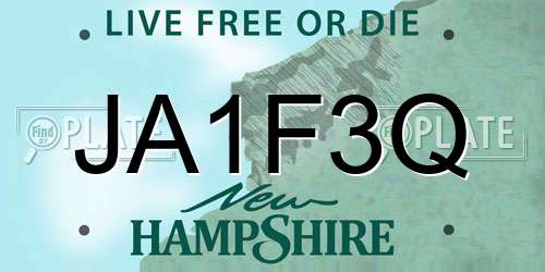 JA1F3Q New Hampshire License Plate