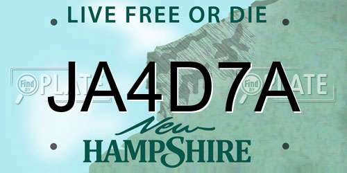 JA4D7A New Hampshire License Plate