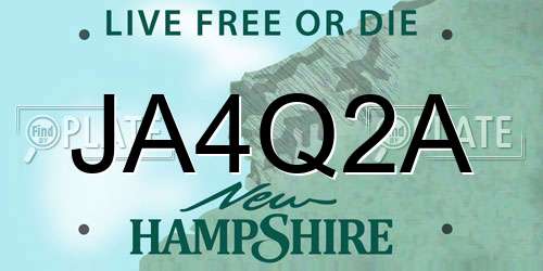 JA4Q2A New Hampshire License Plate