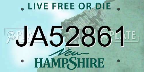 JA52861 New Hampshire License Plate