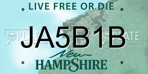 JA5B1B New Hampshire License Plate