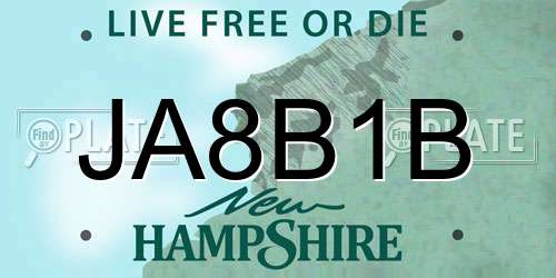 JA8B1B New Hampshire License Plate