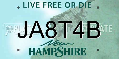 JA8T4B New Hampshire License Plate