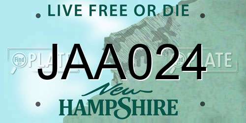 JAA024 New Hampshire License Plate