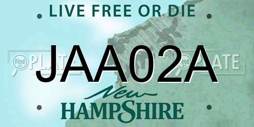 JAA02A New Hampshire License Plate