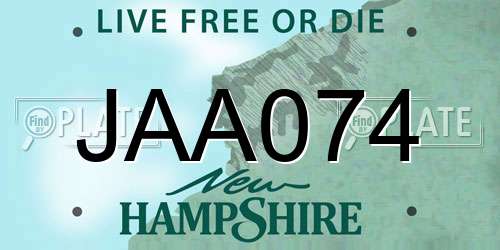 JAA074 New Hampshire License Plate