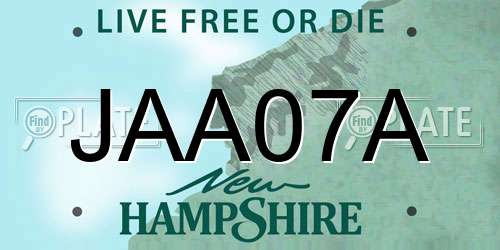 JAA07A New Hampshire License Plate