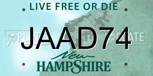 JAAD74 New Hampshire License Plate