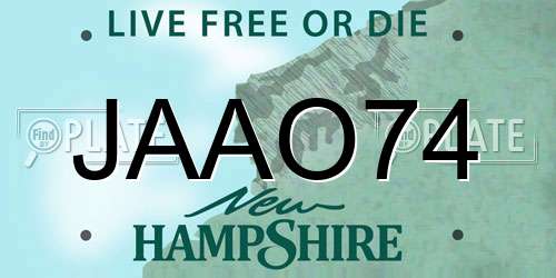 JAAO74 New Hampshire License Plate