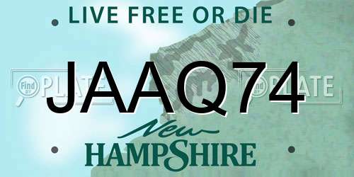 JAAQ74 New Hampshire License Plate