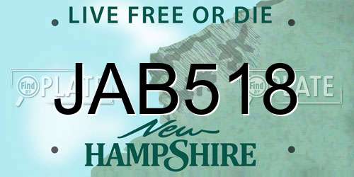 JAB518 New Hampshire License Plate