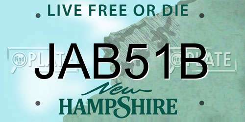JAB51B New Hampshire License Plate