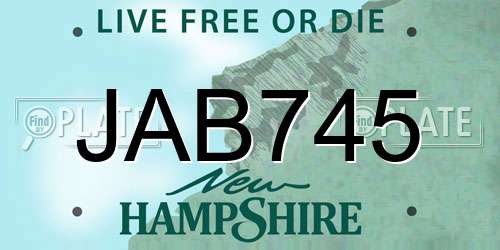 JAB745 New Hampshire License Plate