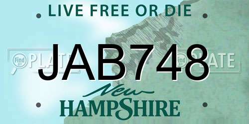 JAB748 New Hampshire License Plate