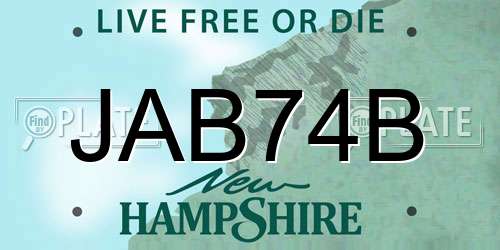 JAB74B New Hampshire License Plate
