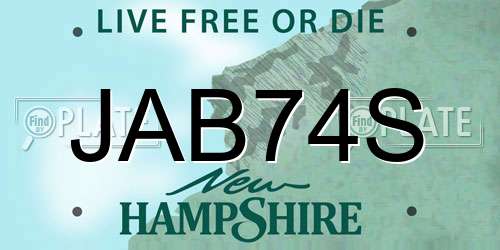 JAB74S New Hampshire License Plate