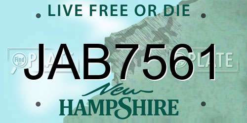 JAB7561 New Hampshire License Plate