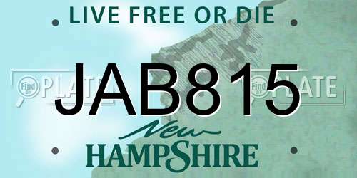 JAB815 New Hampshire License Plate