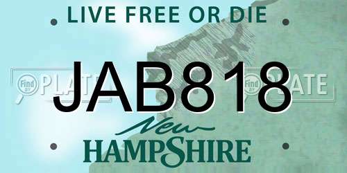JAB818 New Hampshire License Plate