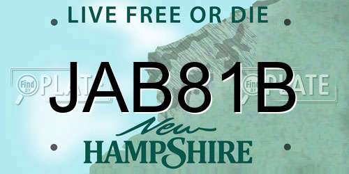 JAB81B New Hampshire License Plate