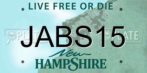 JABS15 New Hampshire License Plate