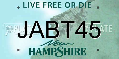 JABT45 New Hampshire License Plate