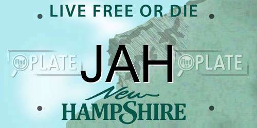 JAH New Hampshire License Plate
