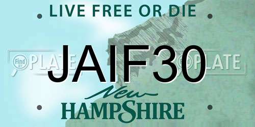 JAIF30 New Hampshire License Plate