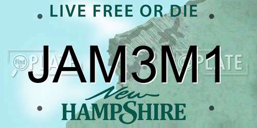 JAM3M1 New Hampshire License Plate