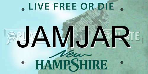 JAMJAR New Hampshire License Plate