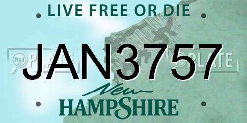 JAN3757 New Hampshire License Plate
