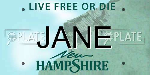 JANE New Hampshire License Plate