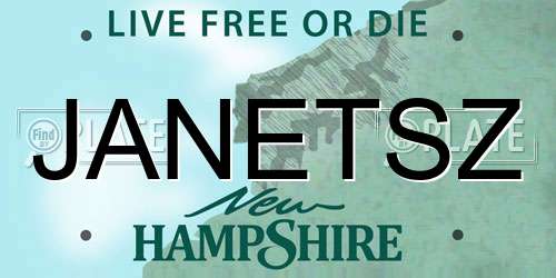 JANETSZ New Hampshire License Plate