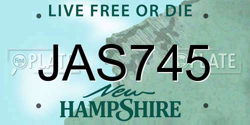 JAS745 New Hampshire License Plate