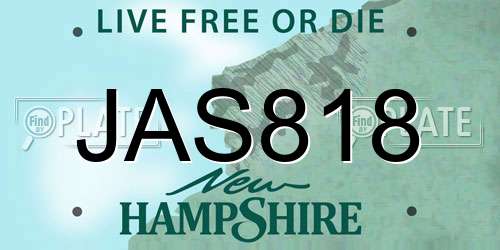 JAS818 New Hampshire License Plate