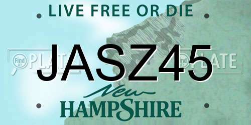JASZ45 New Hampshire License Plate