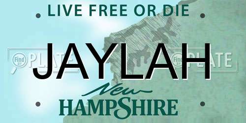 JAYLAH New Hampshire License Plate