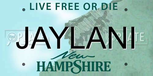 JAYLANI New Hampshire License Plate