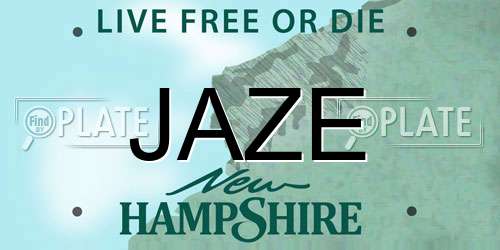 JAZE New Hampshire License Plate