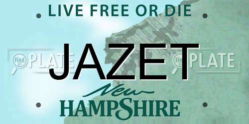 JAZET New Hampshire License Plate