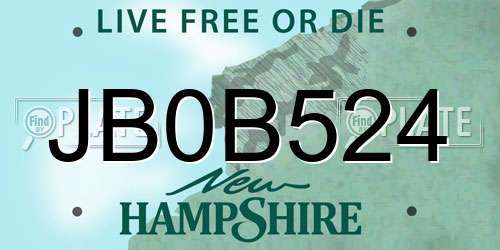 JB0B524 New Hampshire License Plate