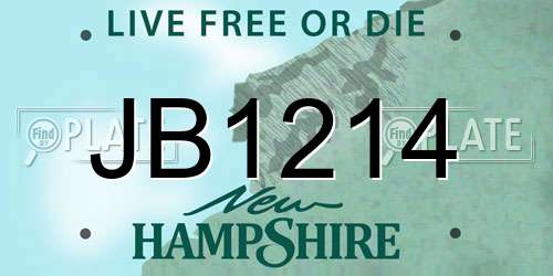 JB1214 New Hampshire License Plate