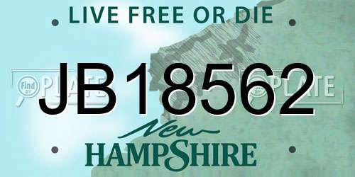 JB18562 New Hampshire License Plate