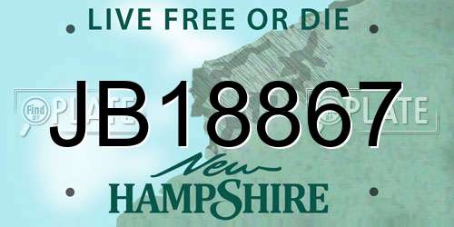 JB18867 New Hampshire License Plate