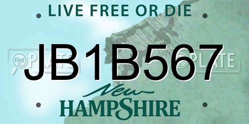 JB1B567 New Hampshire License Plate